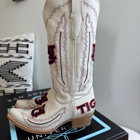Vaccari Women's Naomi Western Game Day Leather Boots Auburn Tigers -Bone Size 9 - Picture 5 of 16